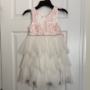 American Princess Pink Floral and Off White Layered Dress